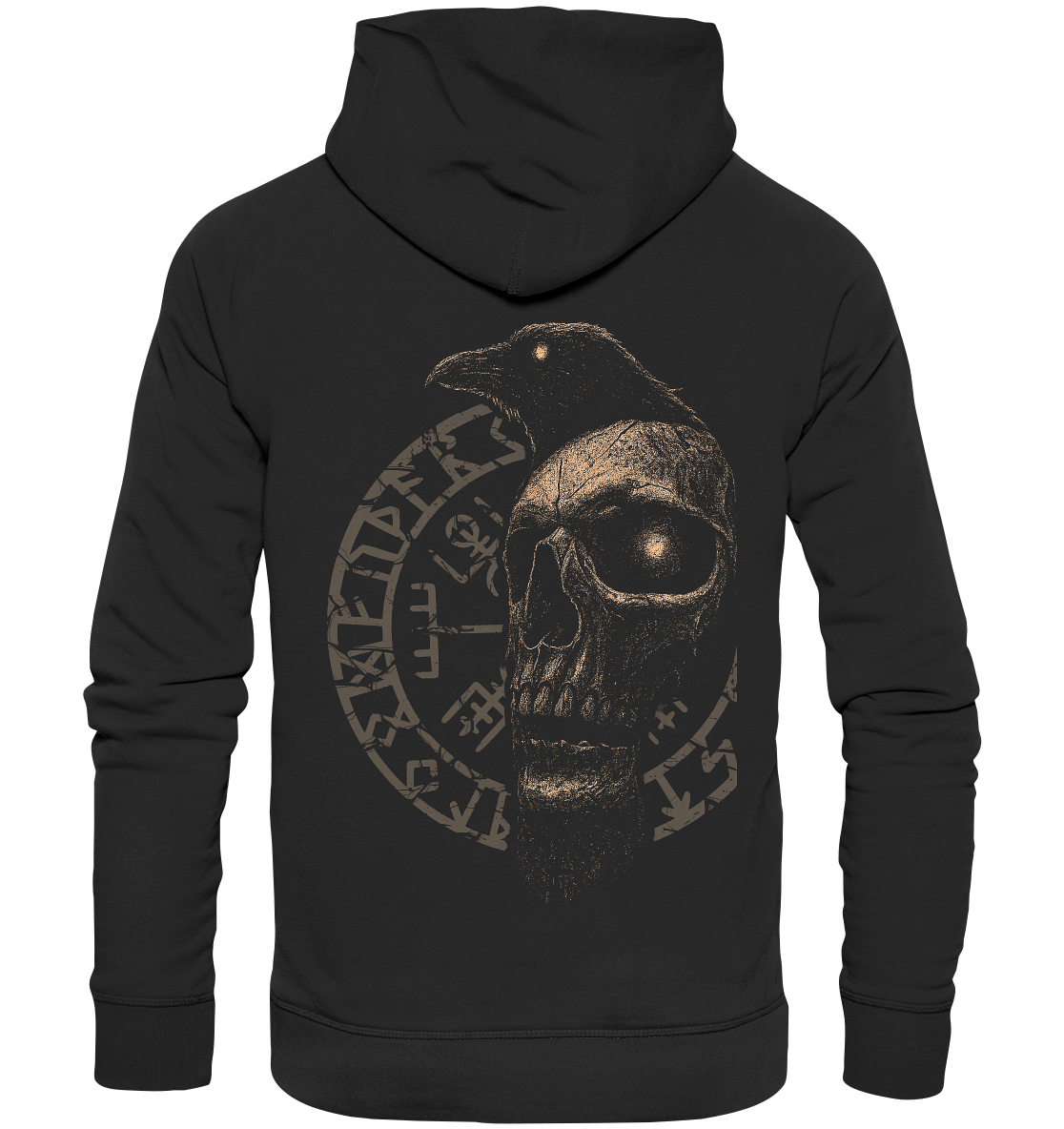 Rabe, Schädel, Vegvisir - Organic Basic Hoodie