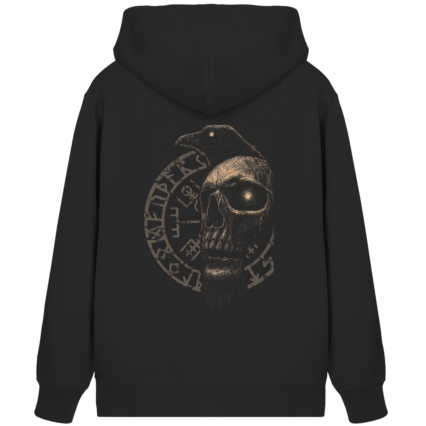 Rabe, Schädel, Vegvisir - Organic Zipper