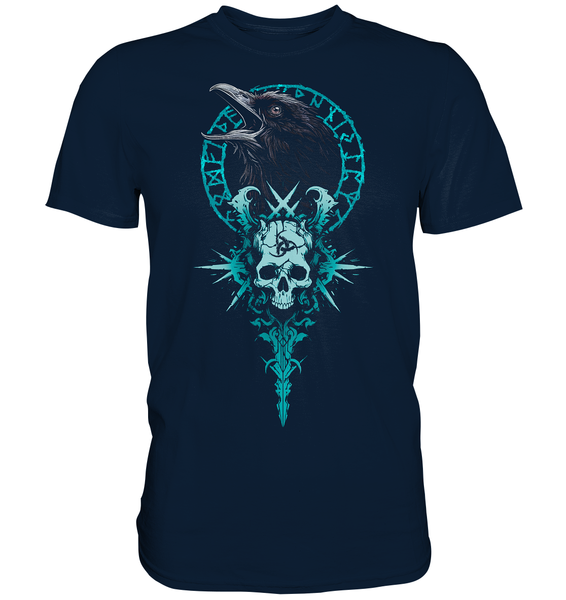 Rabe Valknut Schädel - Premium Shirt