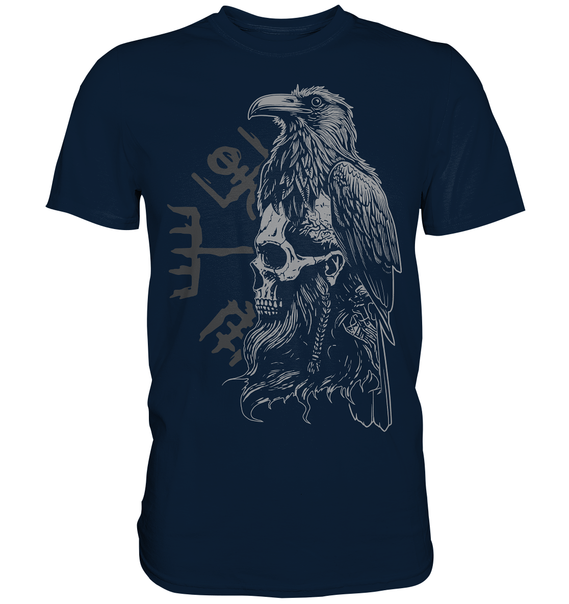 Rabe Schädel Vegvisir - Premium Shirt