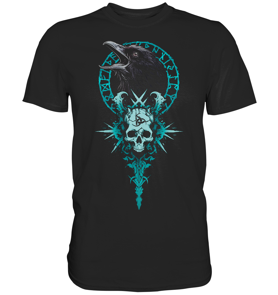 Rabe Valknut Schädel - Premium Shirt