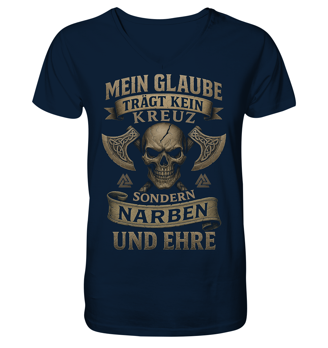 Meiin Glaube Trägt Narben und Ehre - V-Neck Shirt
