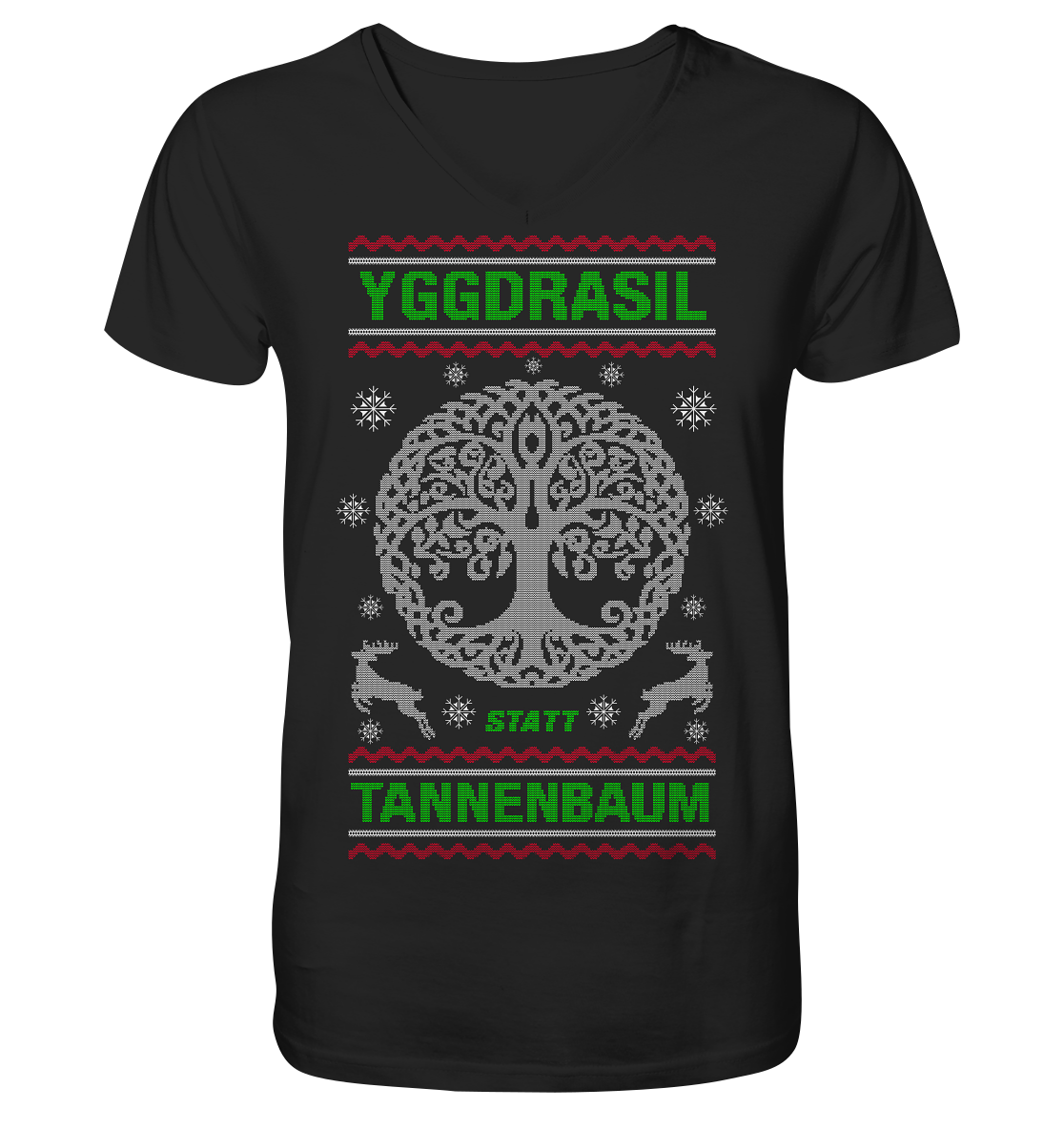 Yggdrasil Statt Tannenbaum - V-Neck Shirt