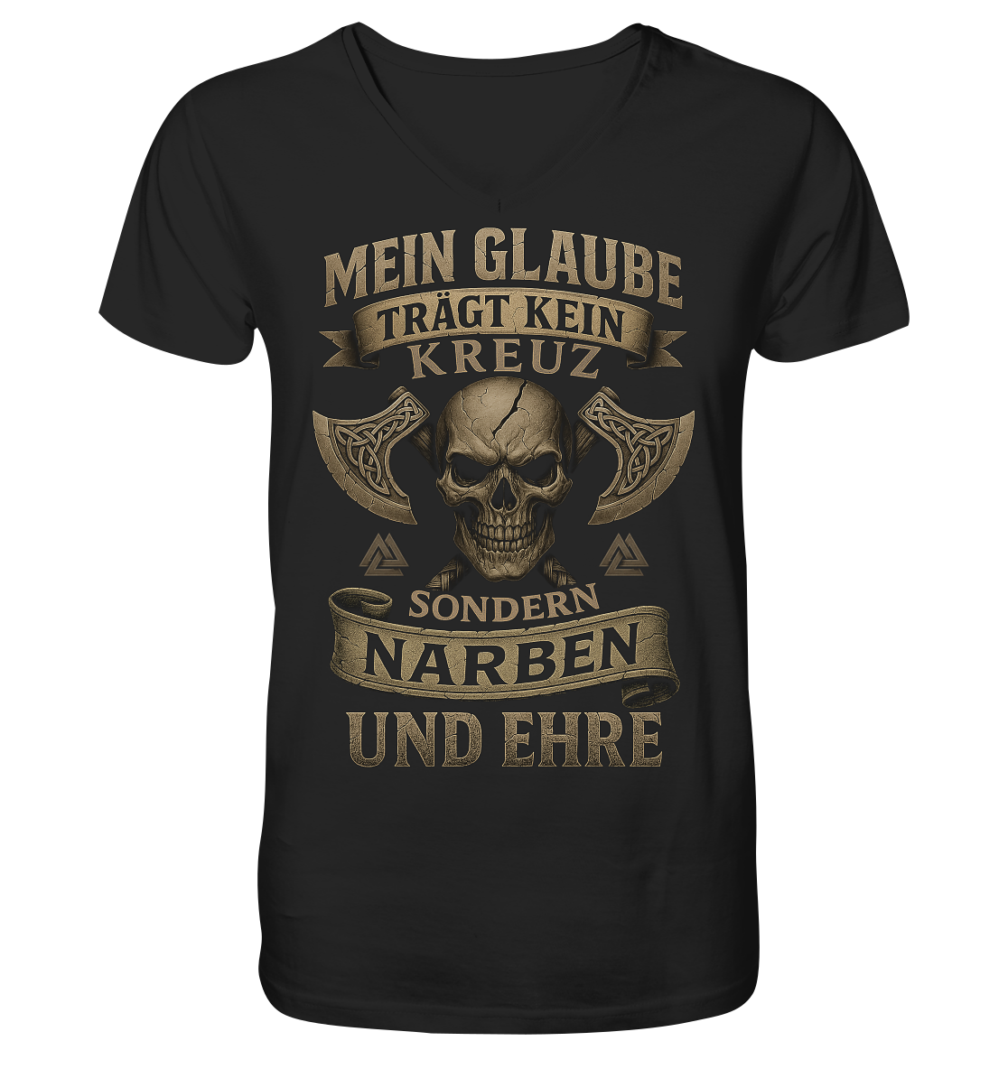 Meiin Glaube Trägt Narben und Ehre - V-Neck Shirt