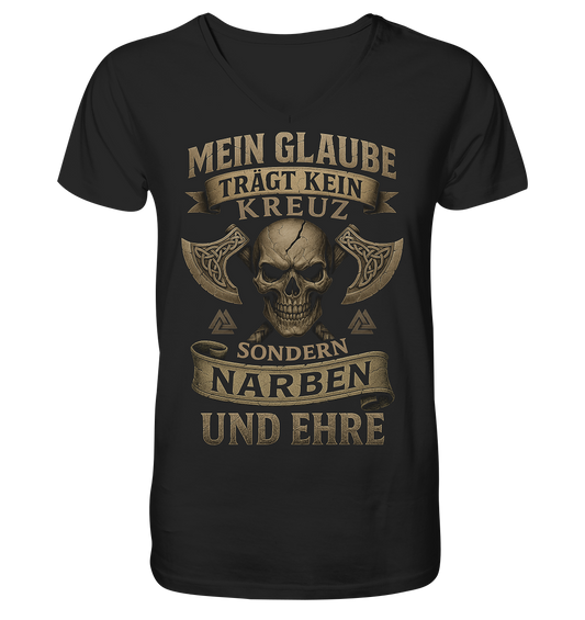 Meiin Glaube Trägt Narben und Ehre - V-Neck Shirt