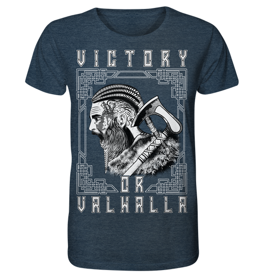 Wikinger Victory or Valhalla - Organic Shirt (meliert)