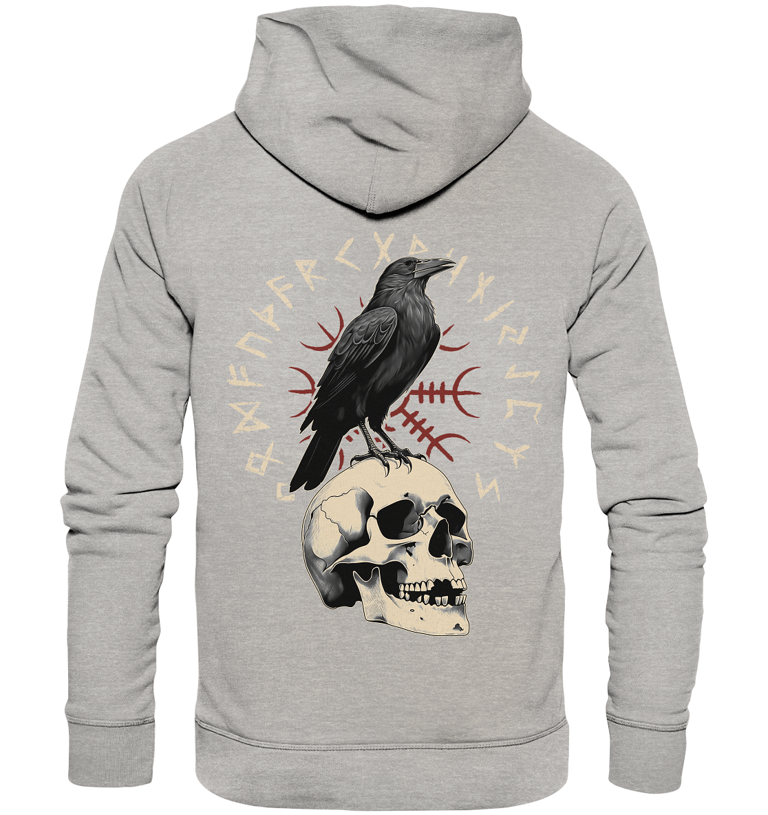 Rabe Schädel Futhark - Organic Basic Hoodie