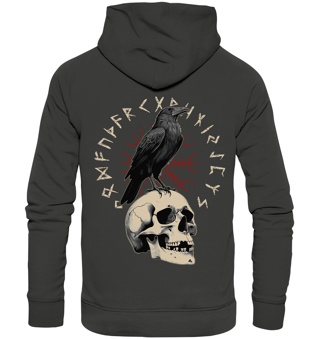 Rabe Schädel Futhark - Premium Unisex Hoodie