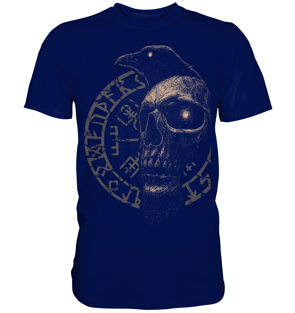 Rabe, Schädel, Vegvisir - Premium Shirt