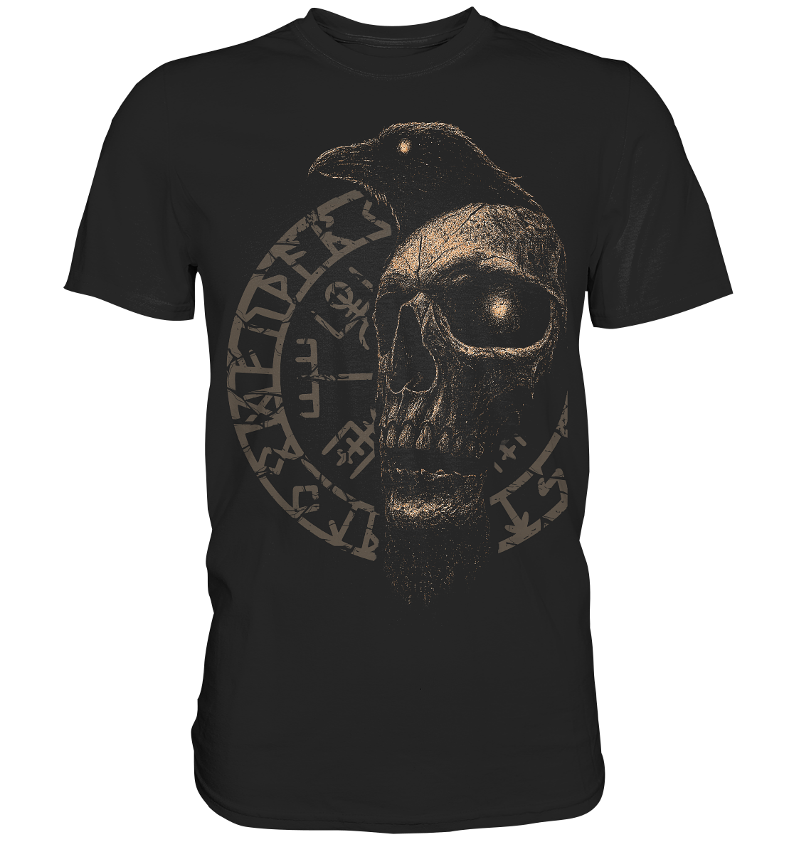 Rabe, Schädel, Vegvisir - Premium Shirt