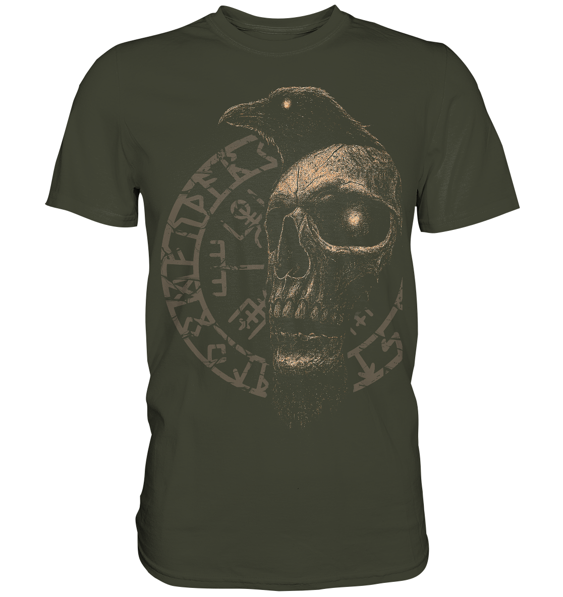 Rabe, Schädel, Vegvisir - Premium Shirt