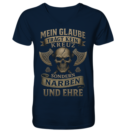 Meiin Glaube Trägt Narben und Ehre - V-Neck Shirt