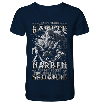 Halte Stand Und Kämpfe, Narben Auf Dem Rücken Sind Eine Schande - V-Neck Shirt