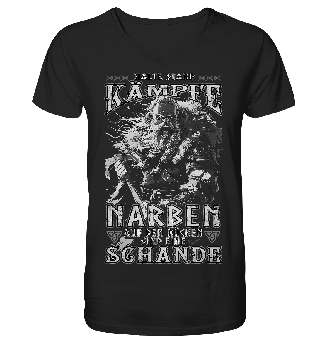 Halte Stand Und Kämpfe, Narben Auf Dem Rücken Sind Eine Schande - V-Neck Shirt