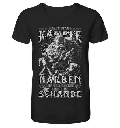 Halte Stand Und Kämpfe, Narben Auf Dem Rücken Sind Eine Schande - V-Neck Shirt