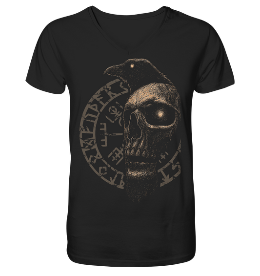 Rabe, Schädel, Vegvisir - V-Neck Shirt