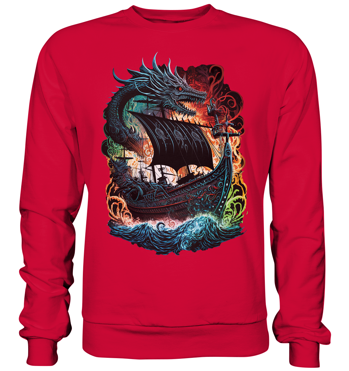 Wikinger Schiff Drache - Basic Sweatshirt