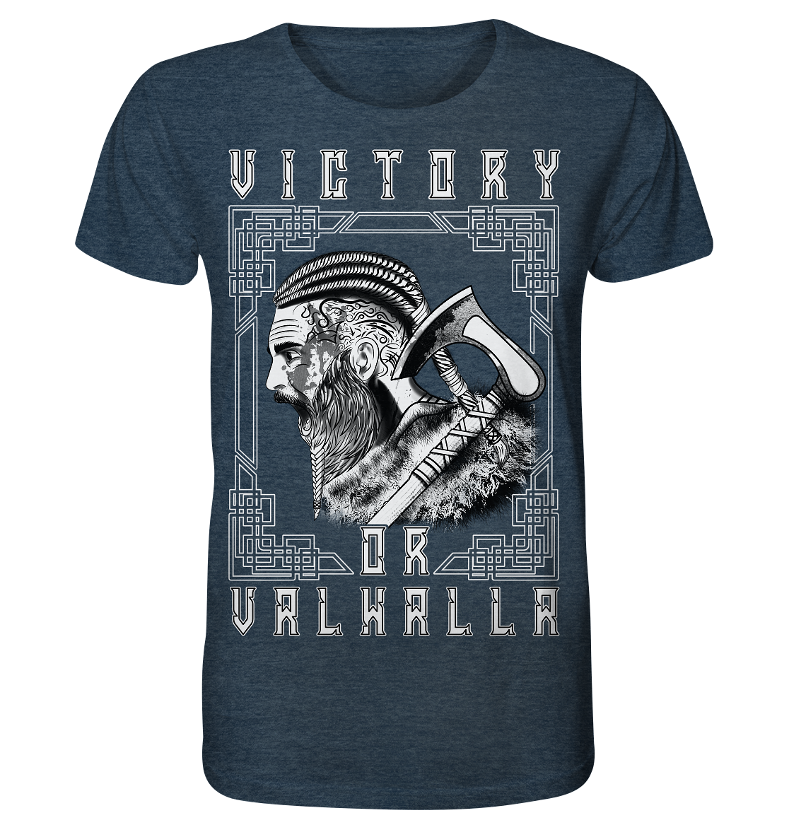 Wikinger Victory or Valhalla - Organic Shirt (meliert)