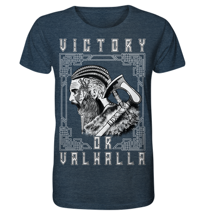 Wikinger Victory or Valhalla - Organic Shirt (meliert)