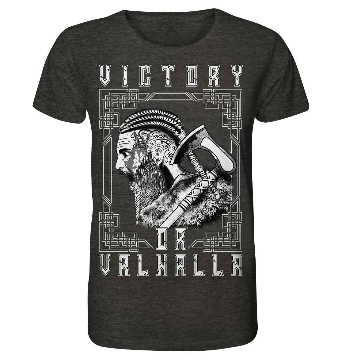 Wikinger Victory or Valhalla - Organic Shirt (meliert)