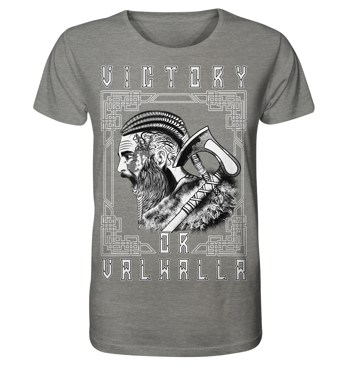 Wikinger Victory or Valhalla - Organic Shirt (meliert)