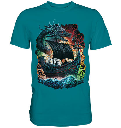 Wikinger Schiff Drache - Premium Shirt