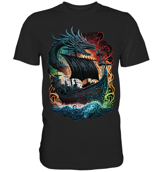 Wikinger Schiff Drache - Premium Shirt