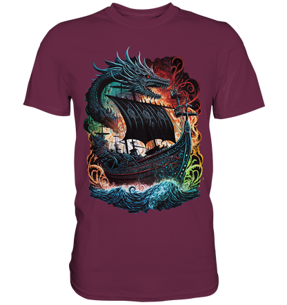 Wikinger Schiff Drache - Premium Shirt