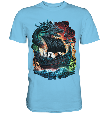 Wikinger Schiff Drache - Premium Shirt