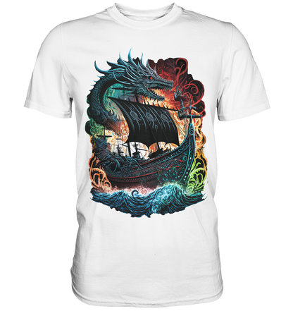 Wikinger Schiff Drache - Premium Shirt