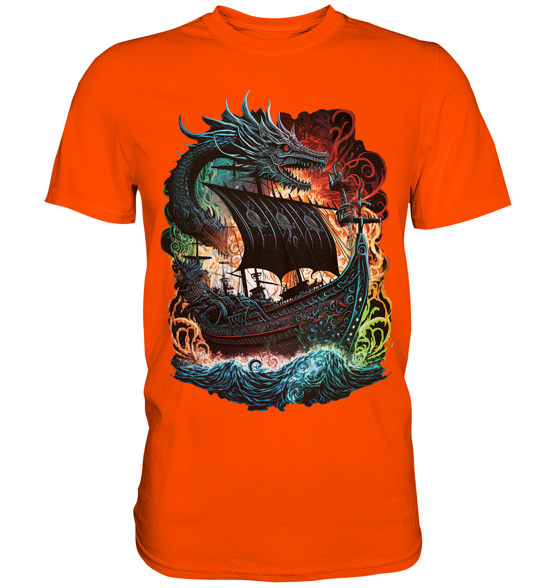 Wikinger Schiff Drache - Premium Shirt