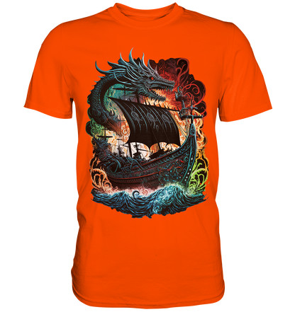 Wikinger Schiff Drache - Premium Shirt