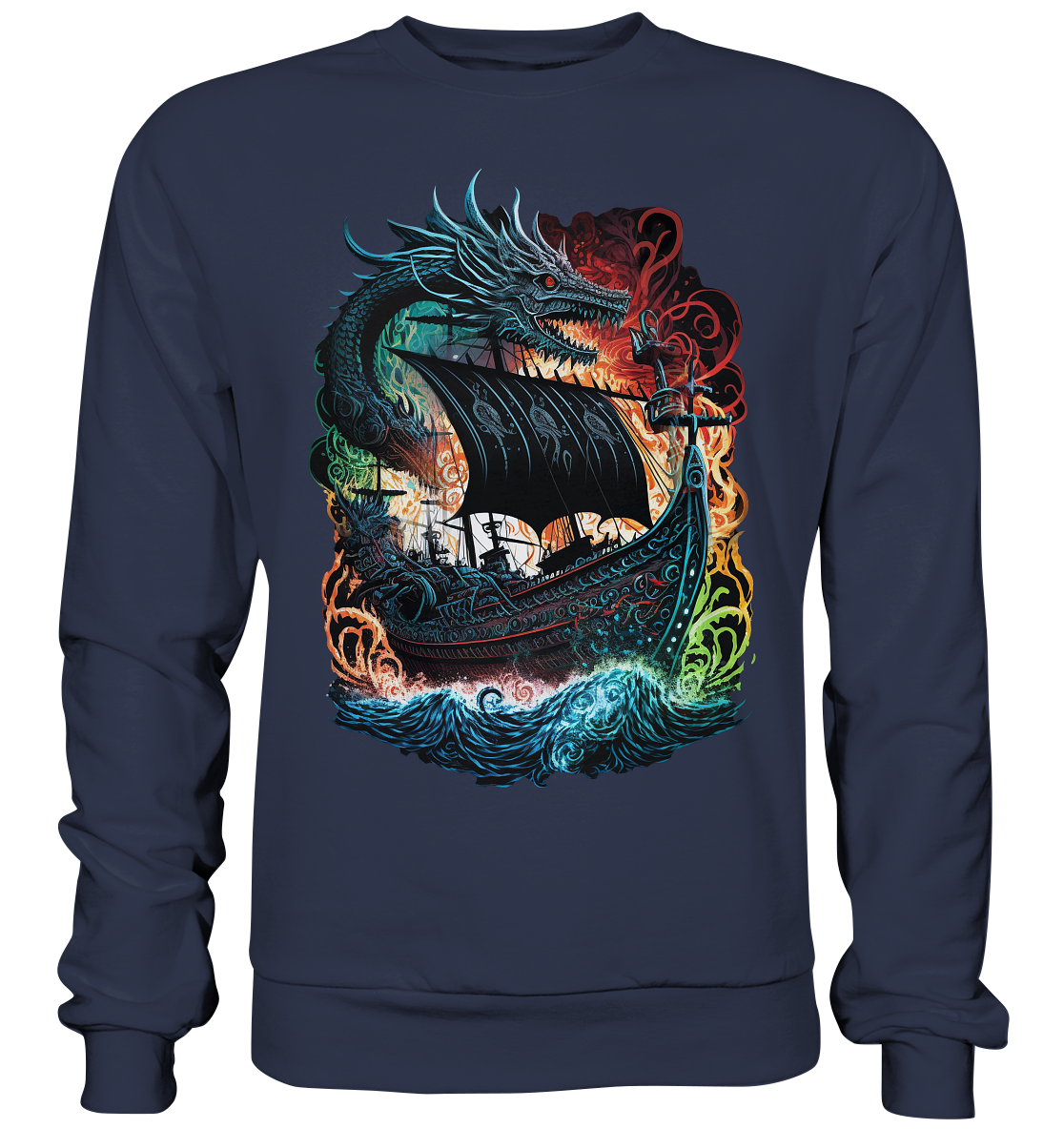 Wikinger Schiff Drache - Premium Sweatshirt