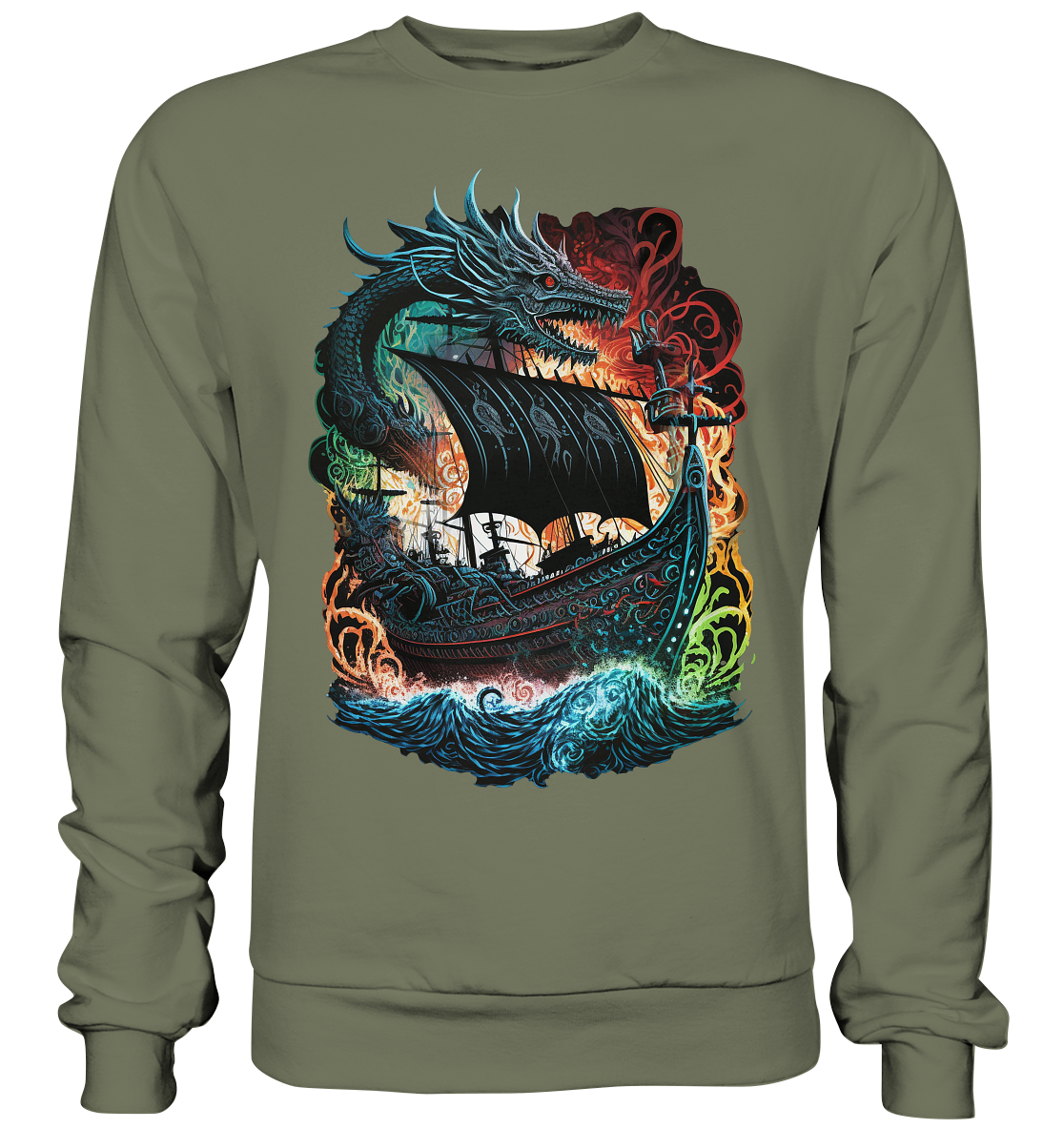 Wikinger Schiff Drache - Premium Sweatshirt