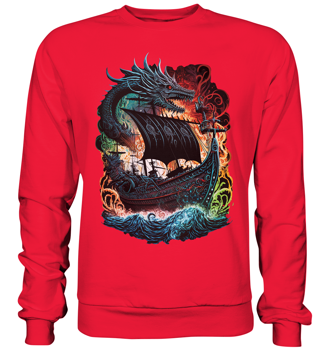 Wikinger Schiff Drache - Premium Sweatshirt