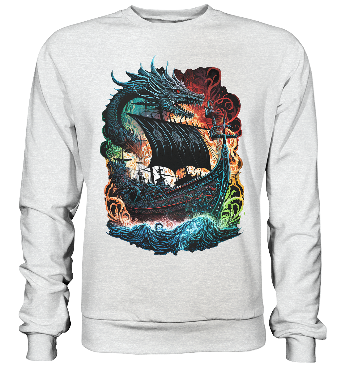 Wikinger Schiff Drache - Premium Sweatshirt